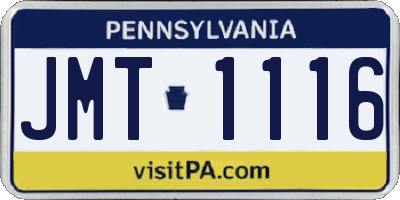 PA license plate JMT1116