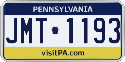 PA license plate JMT1193