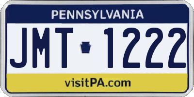 PA license plate JMT1222