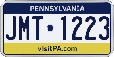 PA license plate JMT1223
