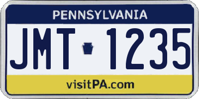 PA license plate JMT1235
