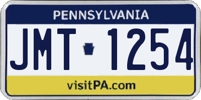 PA license plate JMT1254
