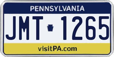 PA license plate JMT1265
