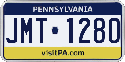 PA license plate JMT1280