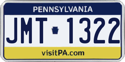 PA license plate JMT1322