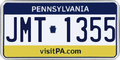 PA license plate JMT1355