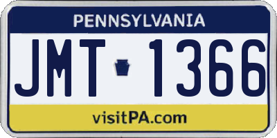 PA license plate JMT1366
