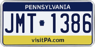 PA license plate JMT1386