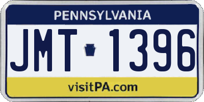 PA license plate JMT1396