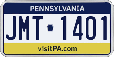 PA license plate JMT1401