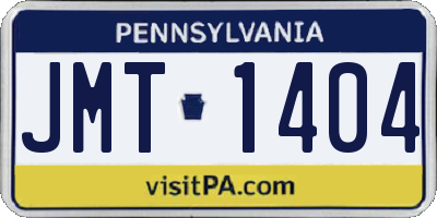 PA license plate JMT1404