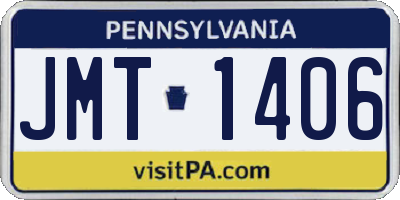 PA license plate JMT1406