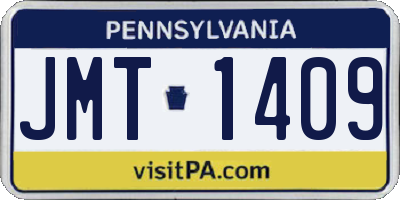 PA license plate JMT1409