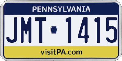 PA license plate JMT1415