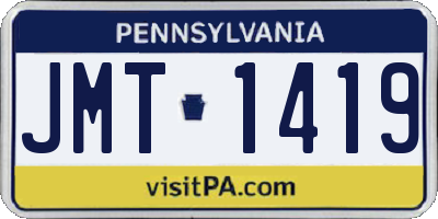 PA license plate JMT1419