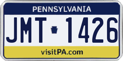 PA license plate JMT1426