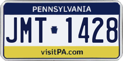 PA license plate JMT1428
