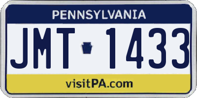 PA license plate JMT1433