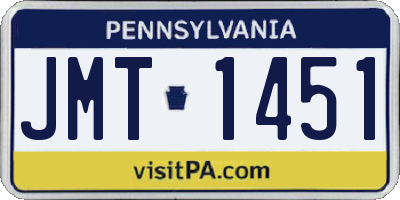 PA license plate JMT1451