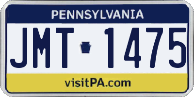 PA license plate JMT1475