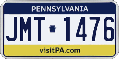 PA license plate JMT1476