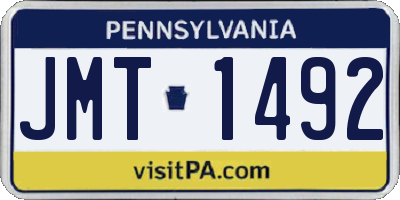 PA license plate JMT1492