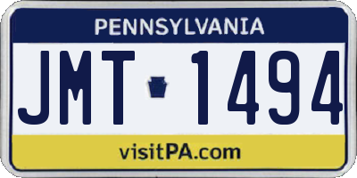 PA license plate JMT1494