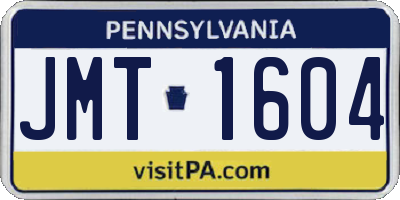 PA license plate JMT1604