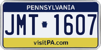 PA license plate JMT1607