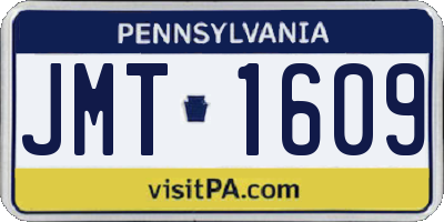 PA license plate JMT1609
