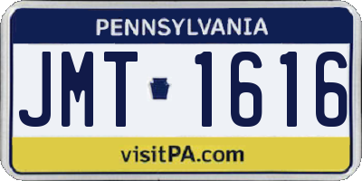 PA license plate JMT1616