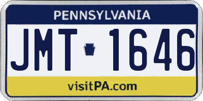 PA license plate JMT1646