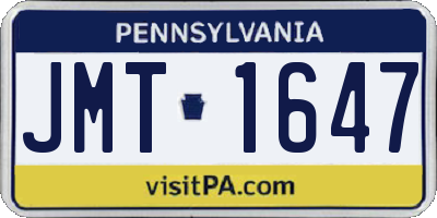 PA license plate JMT1647