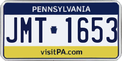 PA license plate JMT1653