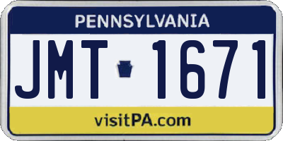 PA license plate JMT1671