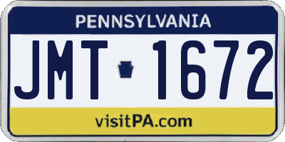 PA license plate JMT1672