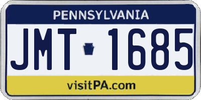 PA license plate JMT1685