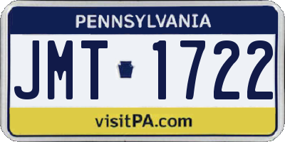 PA license plate JMT1722