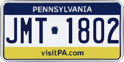 PA license plate JMT1802