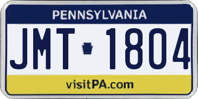 PA license plate JMT1804