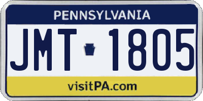 PA license plate JMT1805