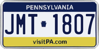 PA license plate JMT1807