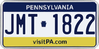 PA license plate JMT1822