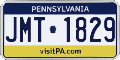 PA license plate JMT1829
