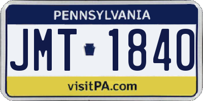 PA license plate JMT1840