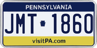 PA license plate JMT1860