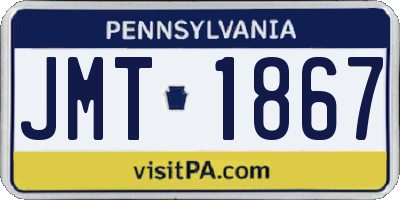 PA license plate JMT1867