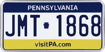 PA license plate JMT1868