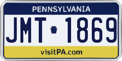 PA license plate JMT1869