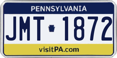 PA license plate JMT1872